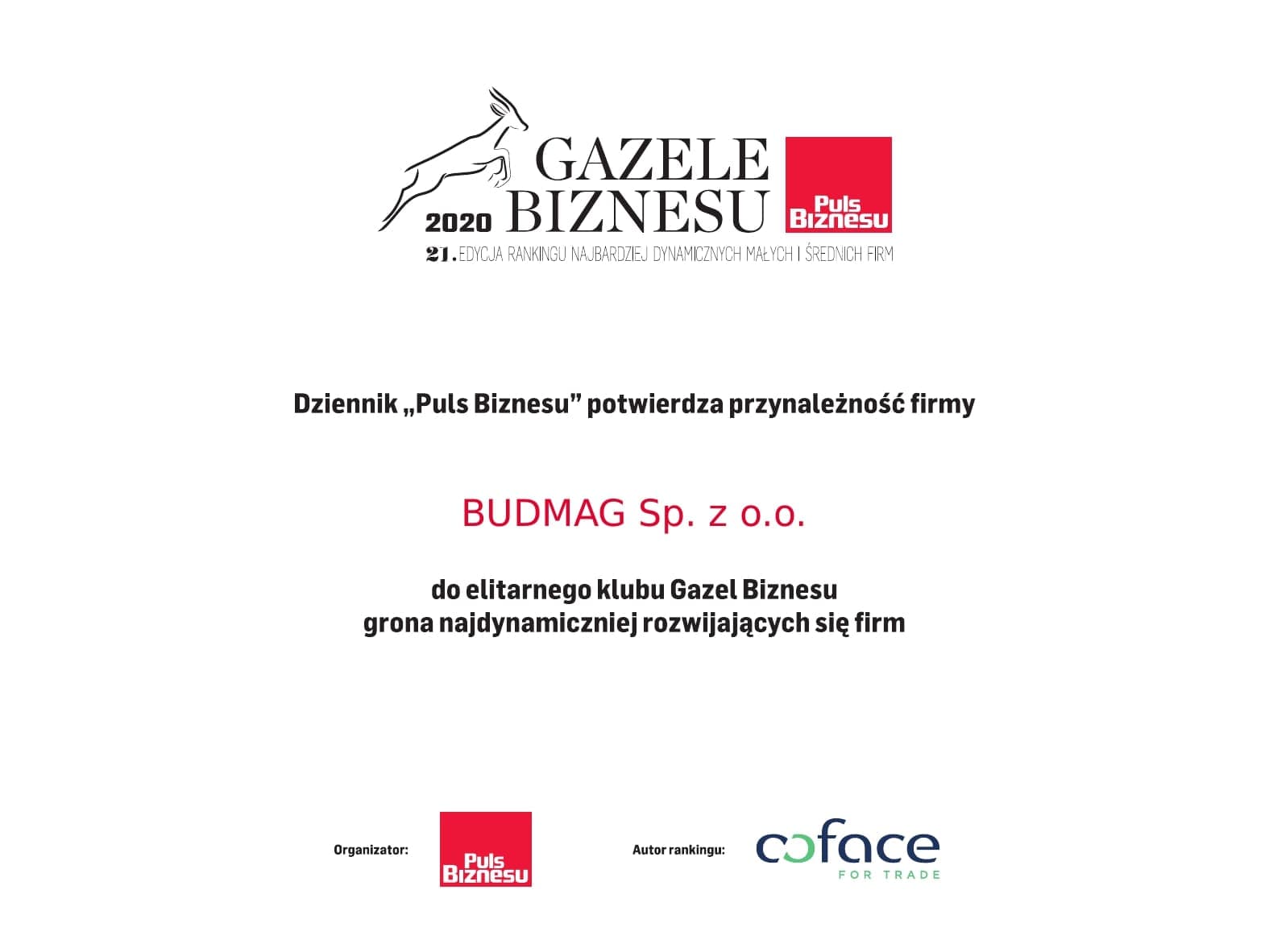Certyfikacja Gazela Biznesu
