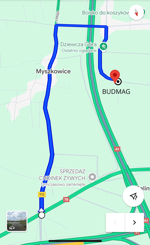 Mapa dojazdu dla ciężarówek